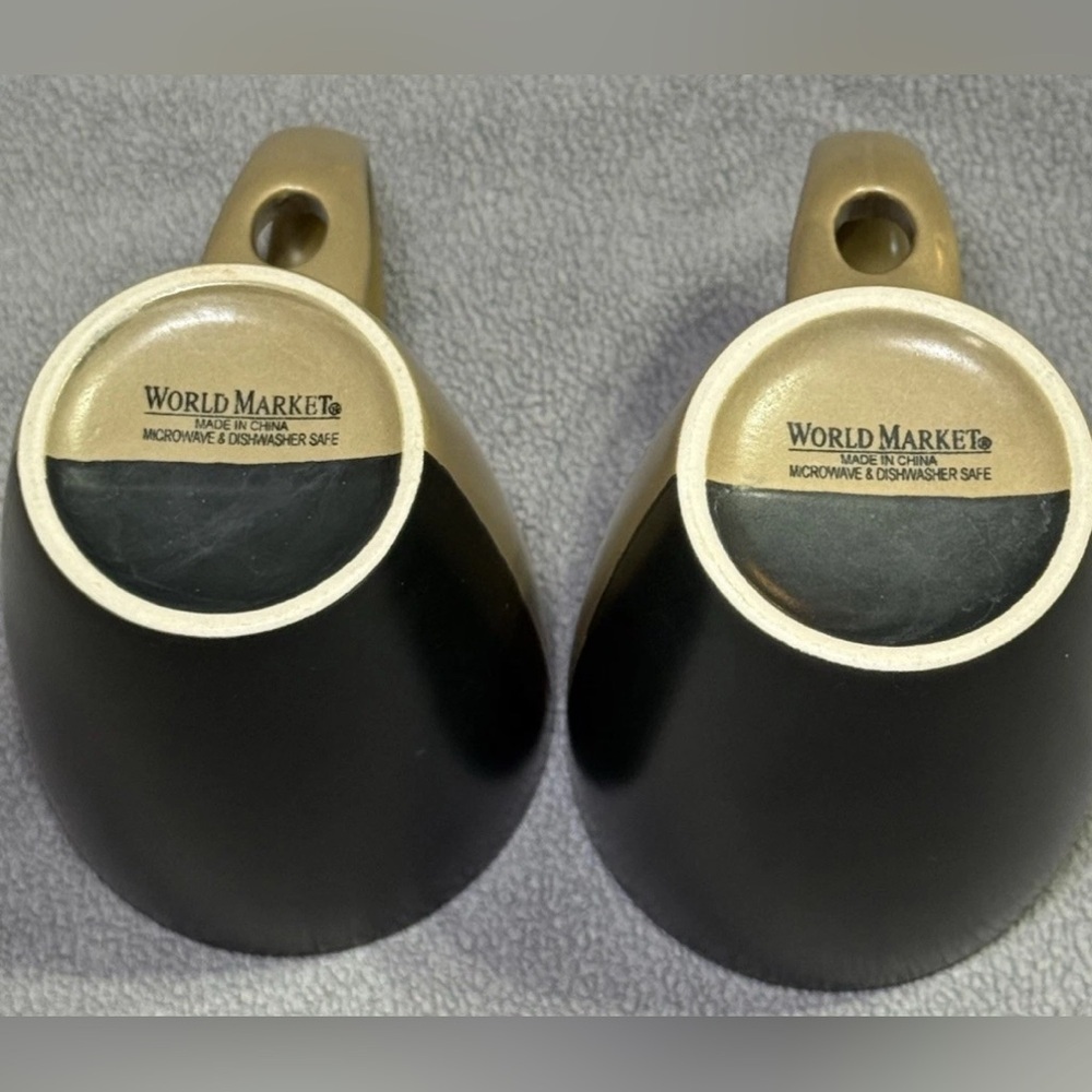 World Market Coffee Mug Cup With Spoon Holder Lot Of 2 - Picture 4 of 8